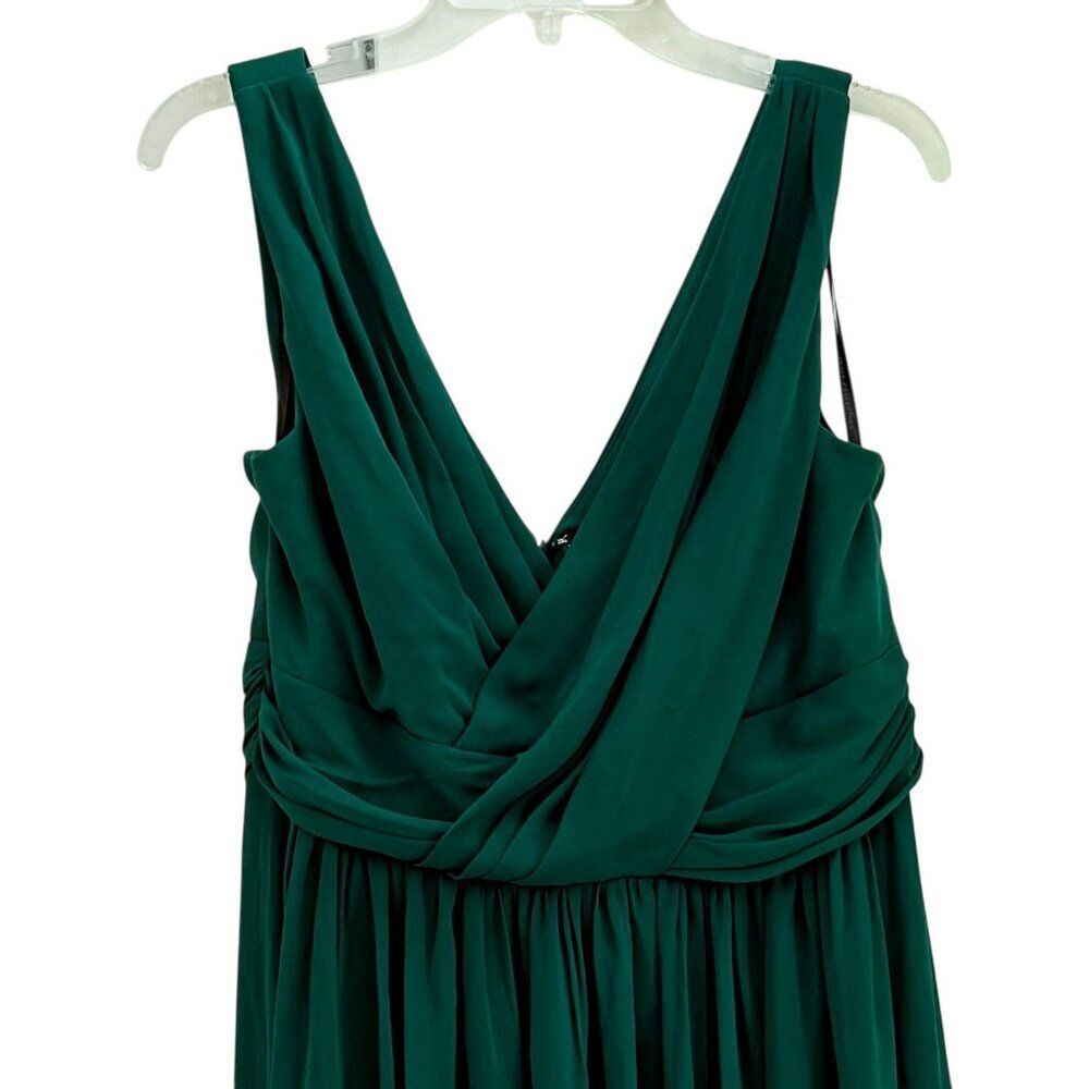 DESSY COLLECTION Sleeveless Draped Chiffon Maxi Dress Women 16 Hunter Green NWOT - Picture 5 of 11